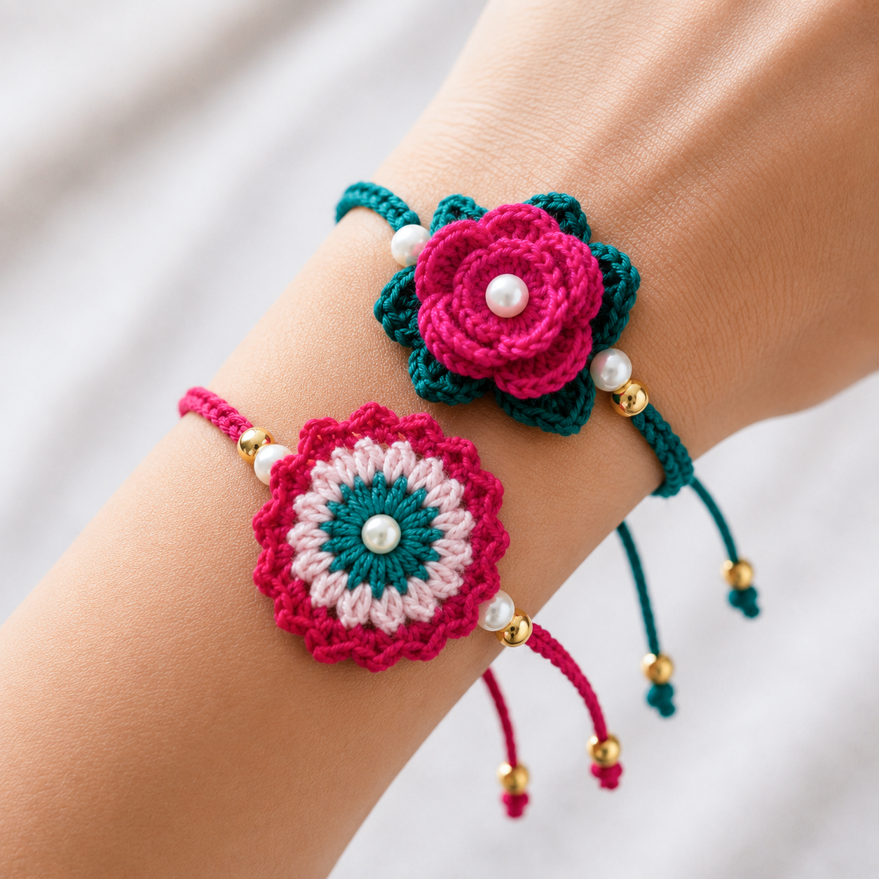 Floral Crochet Rakhi (Set of 2)