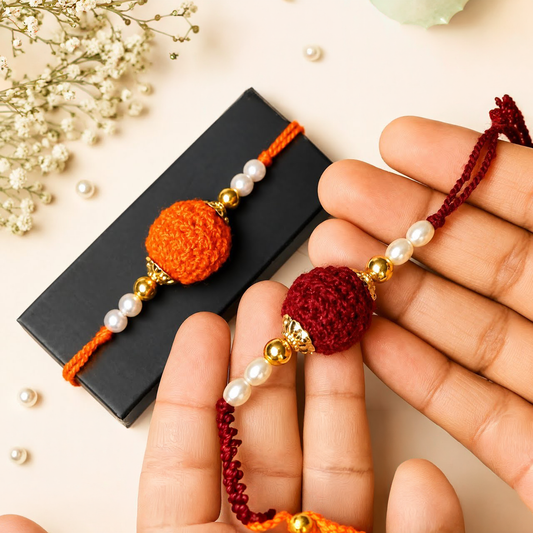 Handmade Crochet Rudraksha Rakhi Set of 2