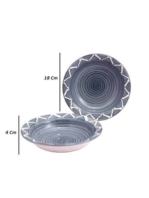 Grey Moroccan Design Pasta Plate (Set of 2)