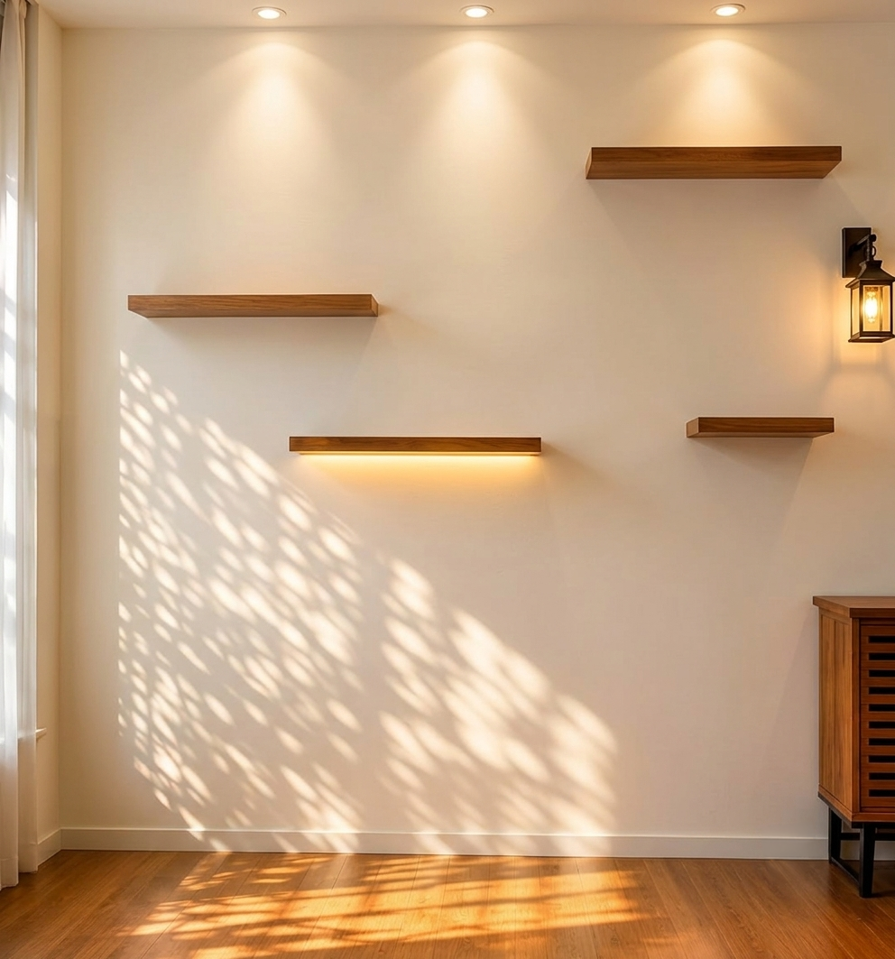 Minimalist White Oak Floating Shelf Premium Hardwood Wall Display (Set of 9)