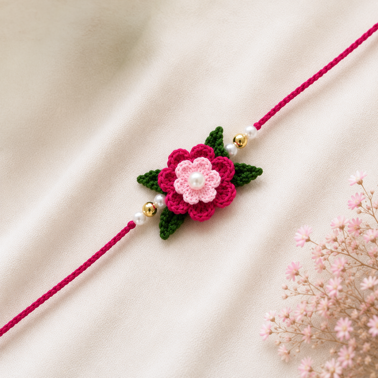 Set of 3 Handmade Crochet Floral Rakhi