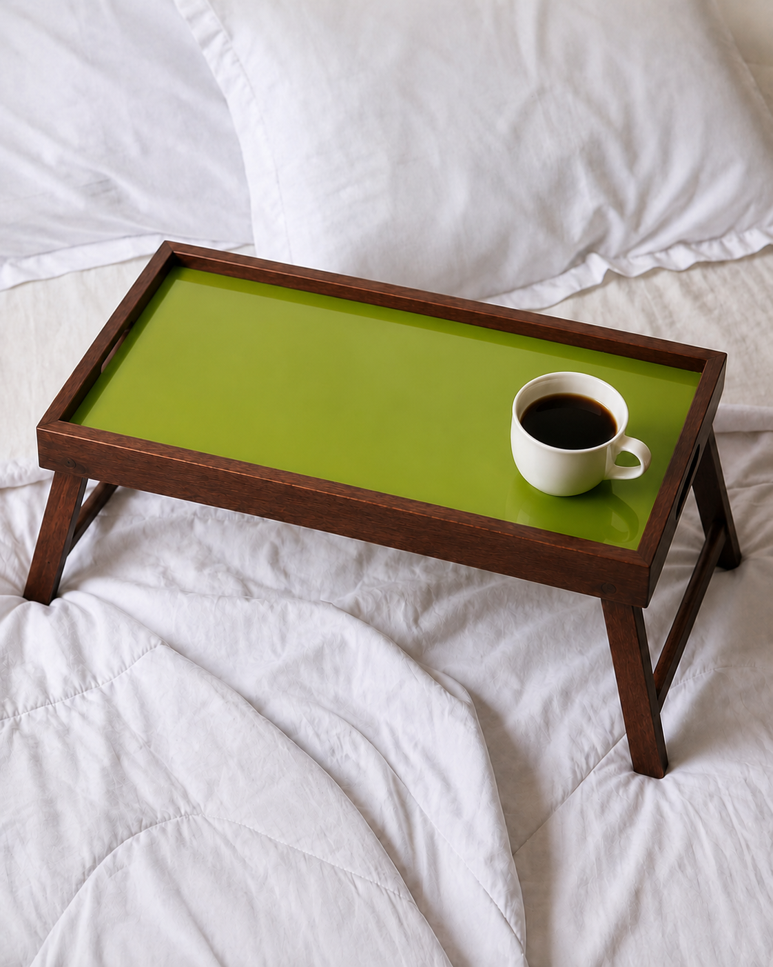 Mango Wood Foldable Breakfast Table - Green Glossy