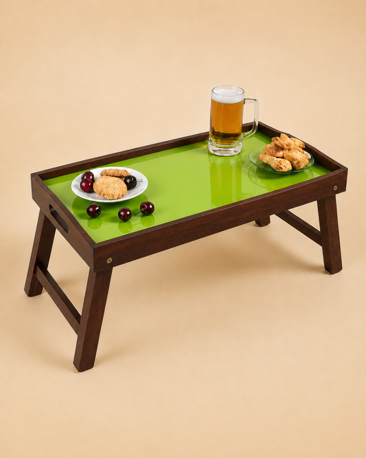 Mango Wood Foldable Breakfast Table - Green Glossy