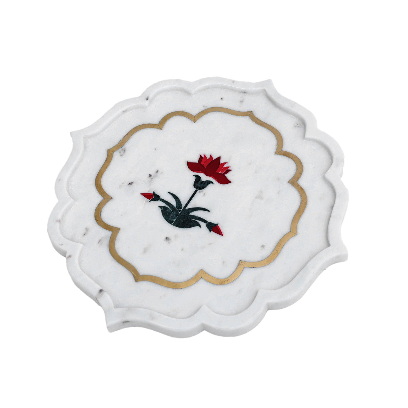 Noor Platter | Lotus Marble Inlay Decorative Plate in a Gift Box