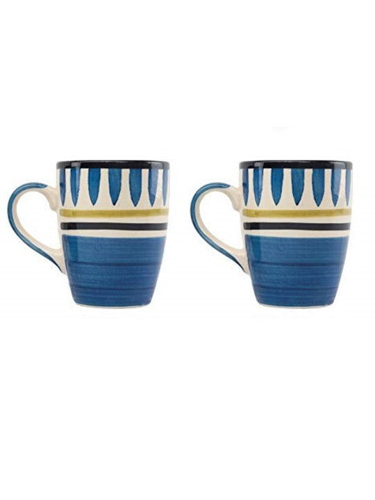 Ceramic Mugs Blue White Design- Set of 2