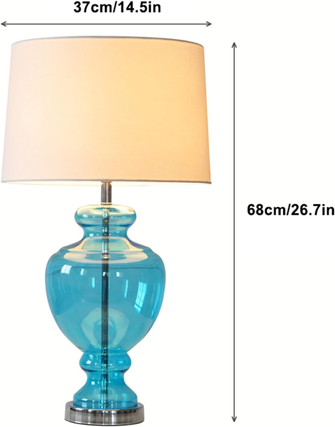 Glass Table Lamp with Fabric Shade | Modern Bedside Lamp