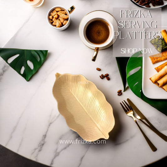 Frizka Leaf Serving Platter - Beige Color | 1 Piece