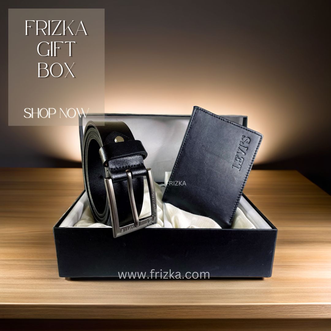 Frizka Leather Wallet & Belt Gift Set - Black