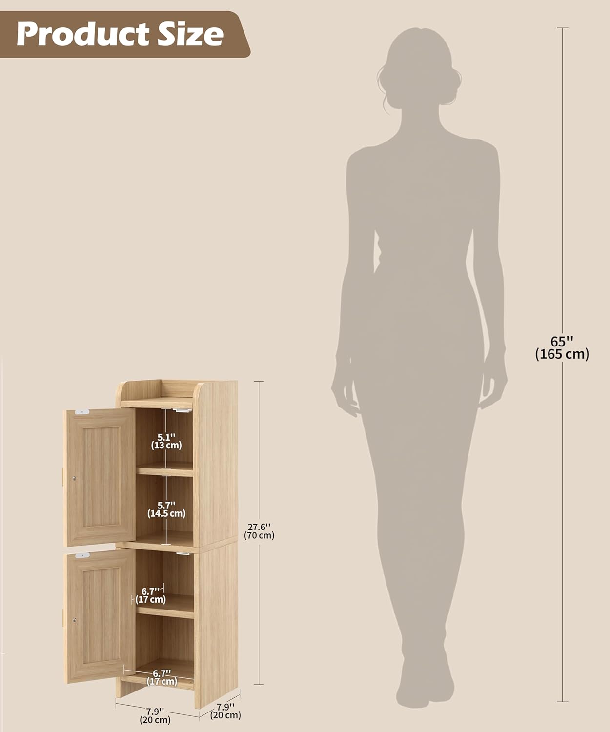 Rattan Small Bathroom Storage Cabinet – Slim Boho Organiser | Frizka India