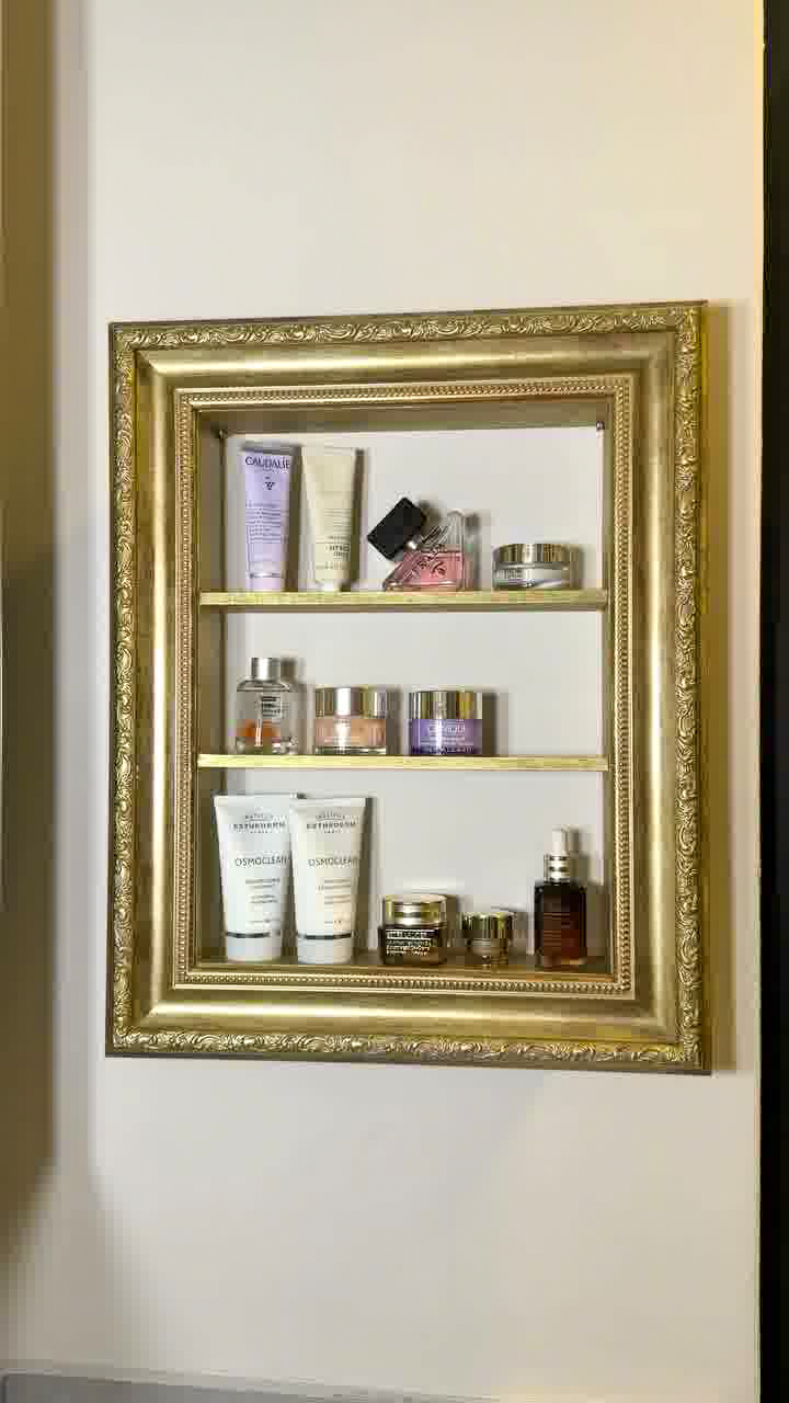 Classic Gold Wall Shelf for Perfumes, Skincare & Bathroom Decor
