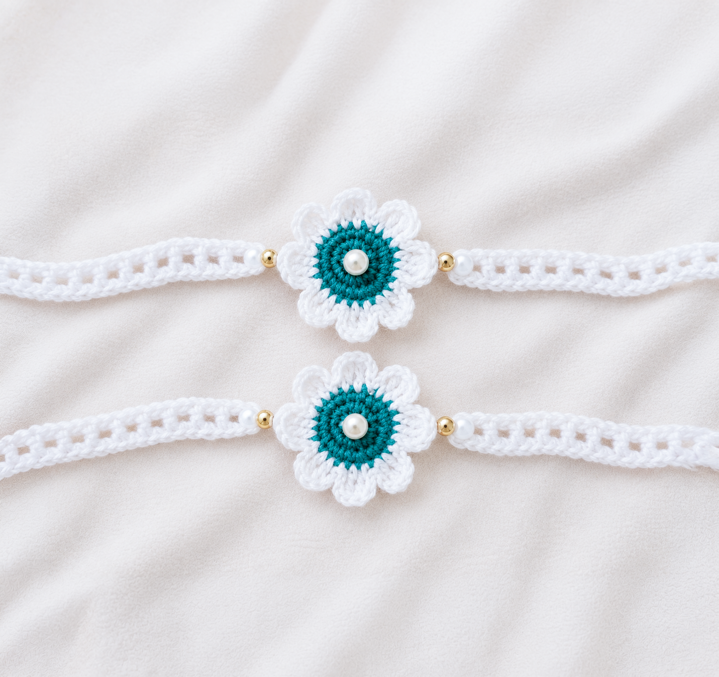 Aqua Daisy Rakhi (Set of 2)