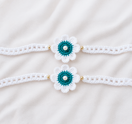 Aqua Daisy Rakhi (Set of 2)