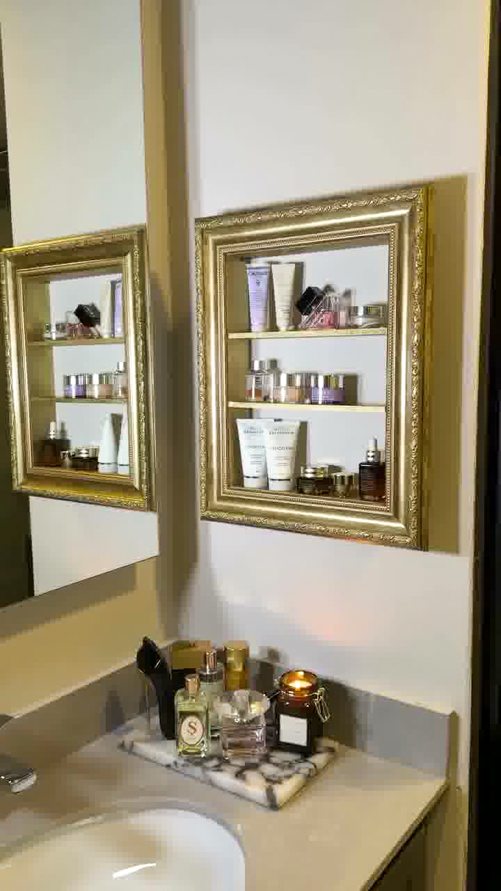 Classic Gold Wall Shelf for Perfumes, Skincare & Bathroom Decor