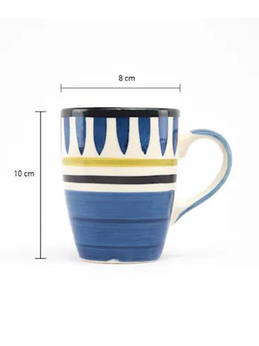 Ceramic Mugs Blue White Design- Set of 2