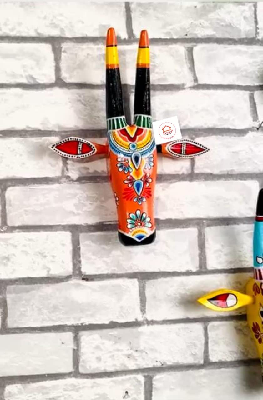 Handmade Sacred Nandi Cow Face Wall Art (Set of 2)