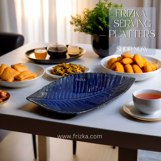 FRIZKA Leaf platter l Tray Leaf Platter l Large leaf platter Blue - 1 Piece