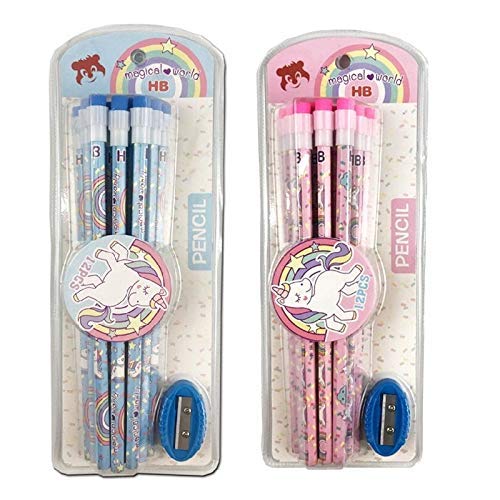 Unicorn Pencils with Eraser (Pack of 12 Pencils), Random Color