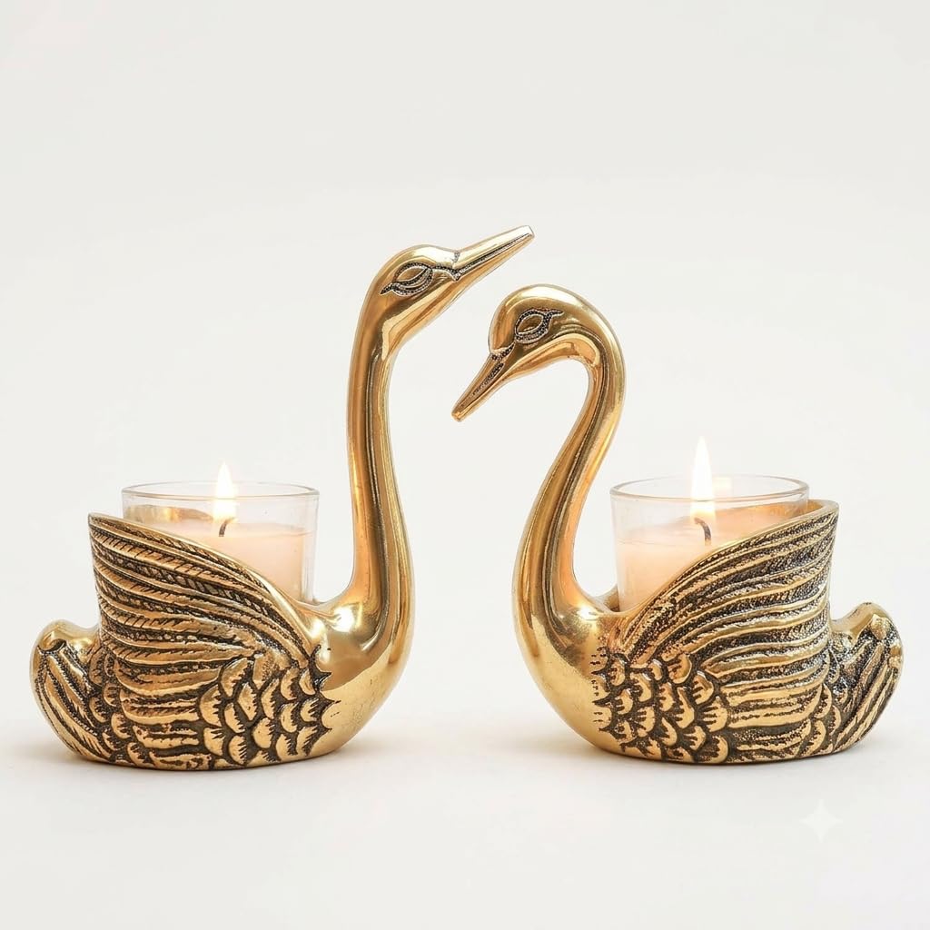 Pair of Swan Candle Holder, Gold