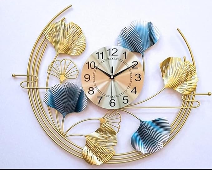 Round Ginko Leaf Abstract Wall Clock