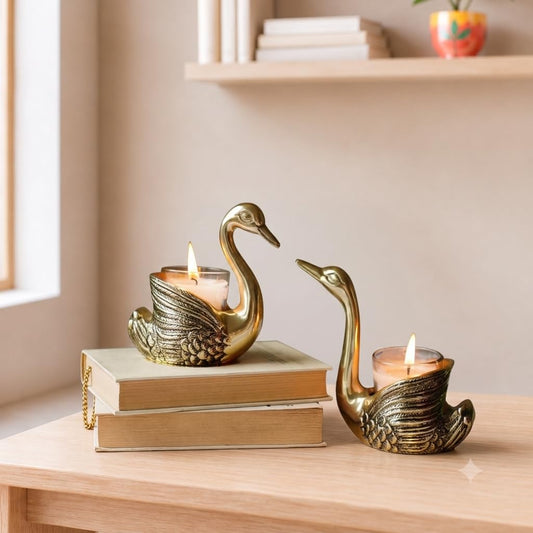 Pair of Swan Candle Holder, Gold