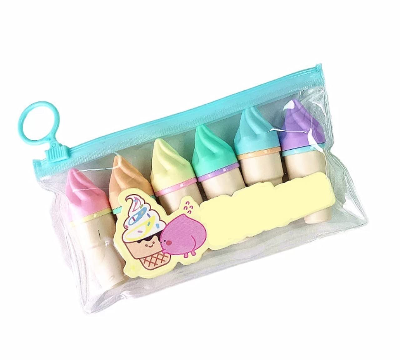 6 PCs/Set stationery cute shape Mini fluorescent highlighter marker pens for kids gift Pack of 1 (Ice Cream Cone)