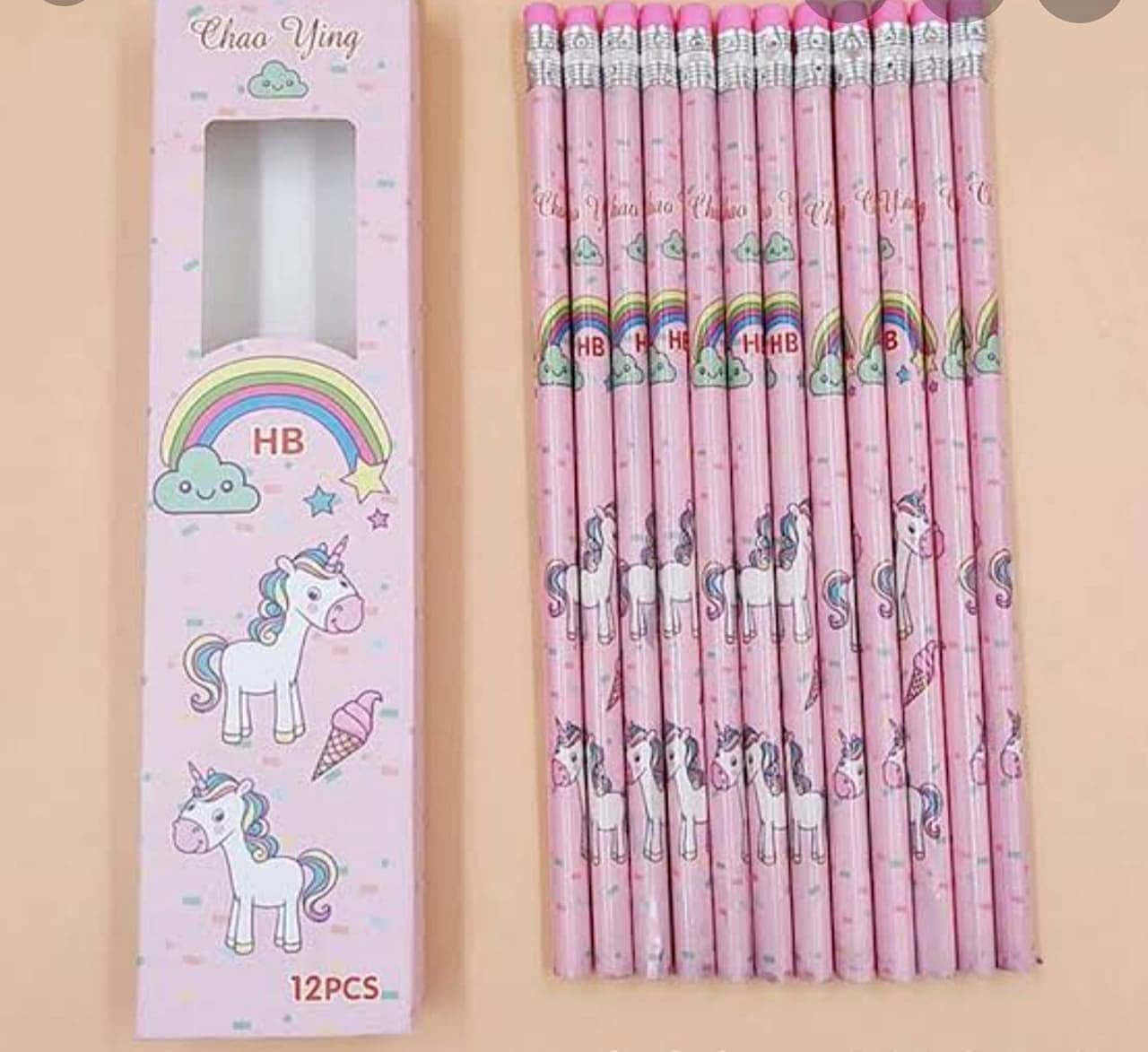 Unicorn pencils with rubber tip (1 Pack OF 12 Pencils)