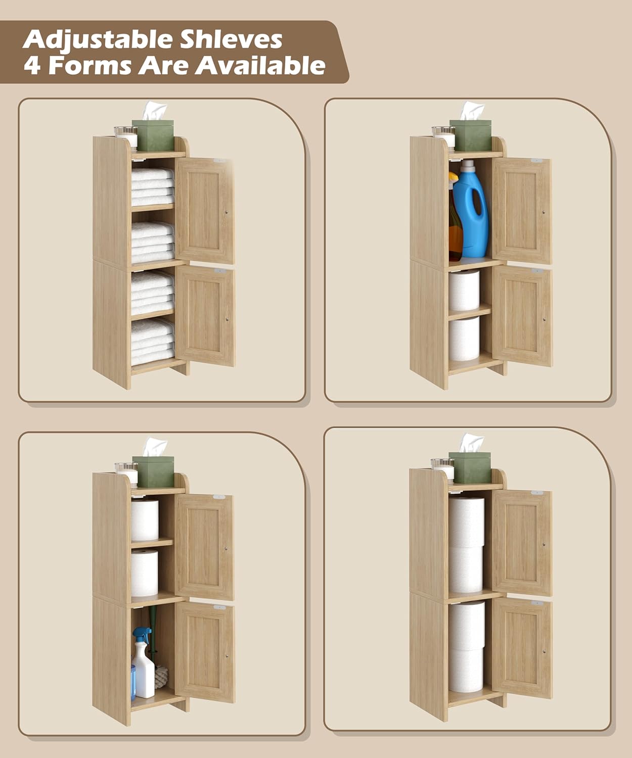 Rattan Small Bathroom Storage Cabinet – Slim Boho Organiser | Frizka India