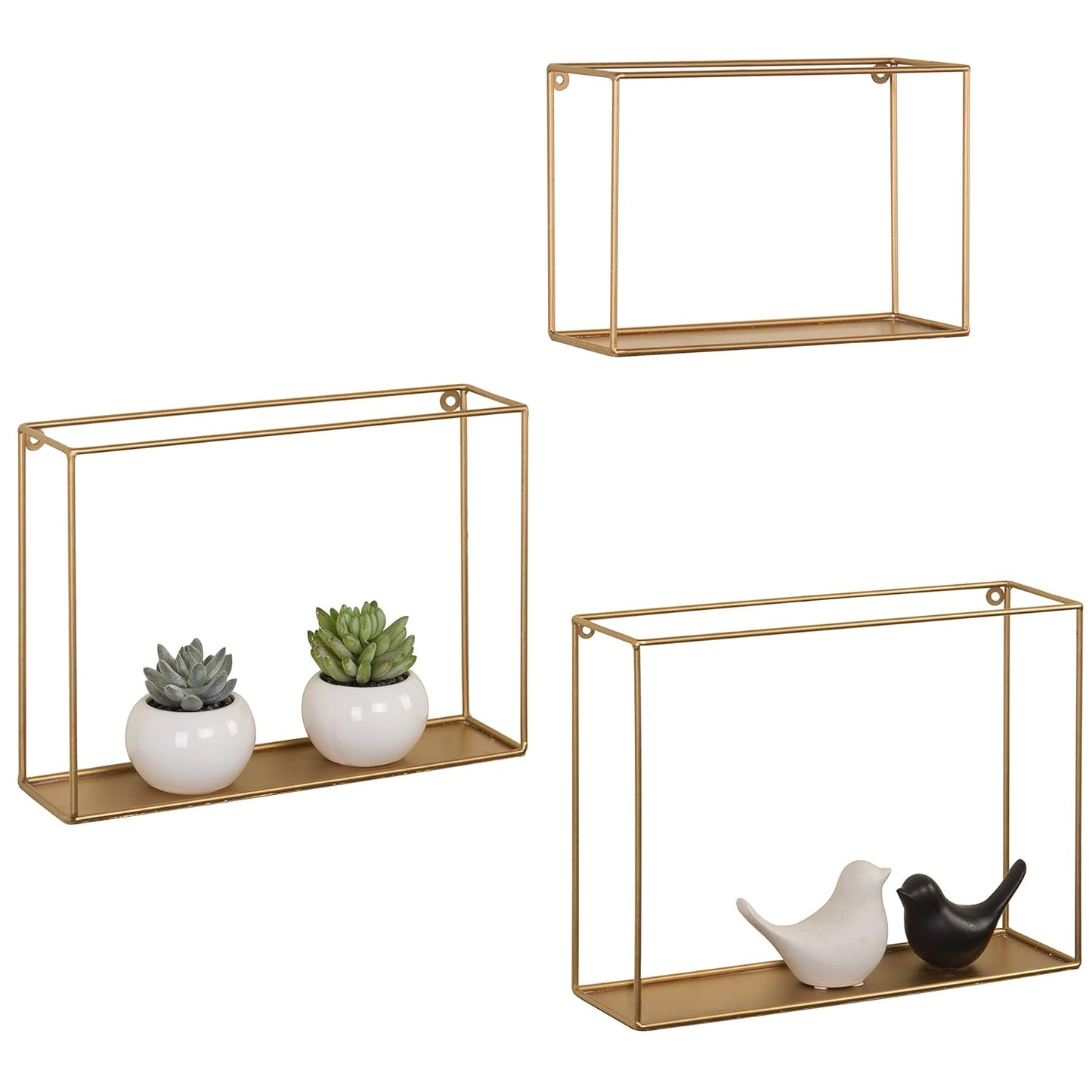 Metal Wire Frame Shelve Boxes-Set of 3
