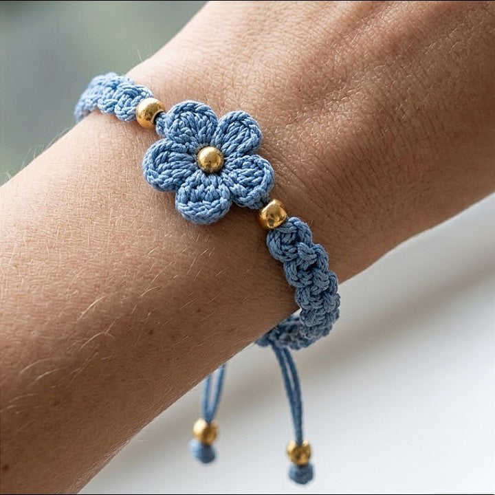 Handmade Crochet Rakhi with Blue Flower
