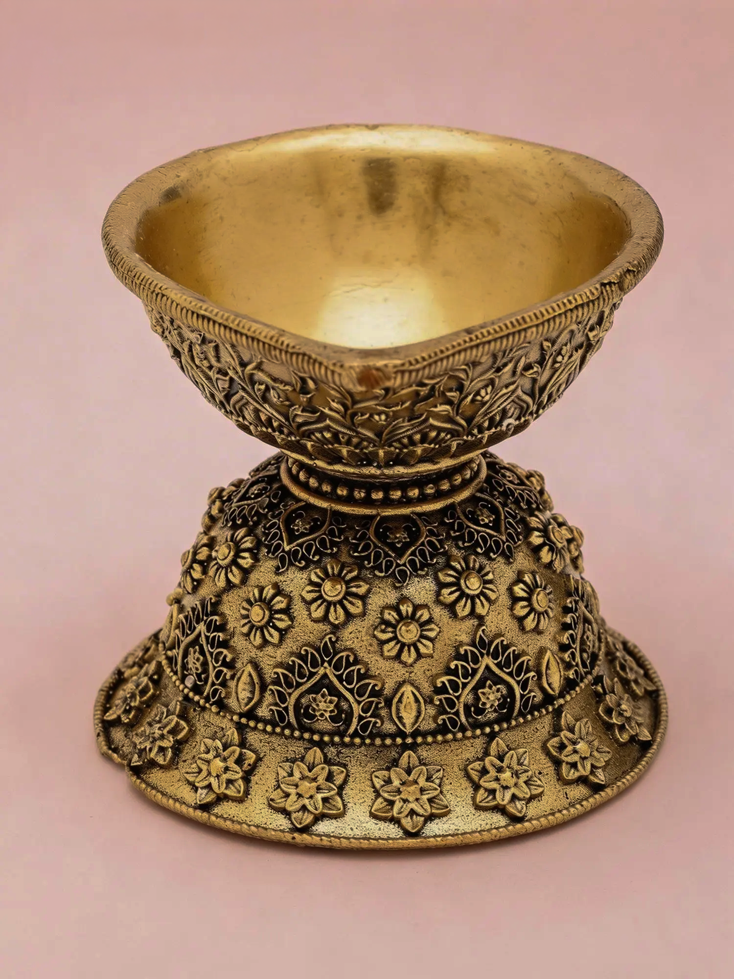 Small Superfine Brass Puja Diya Lamp 3 inch