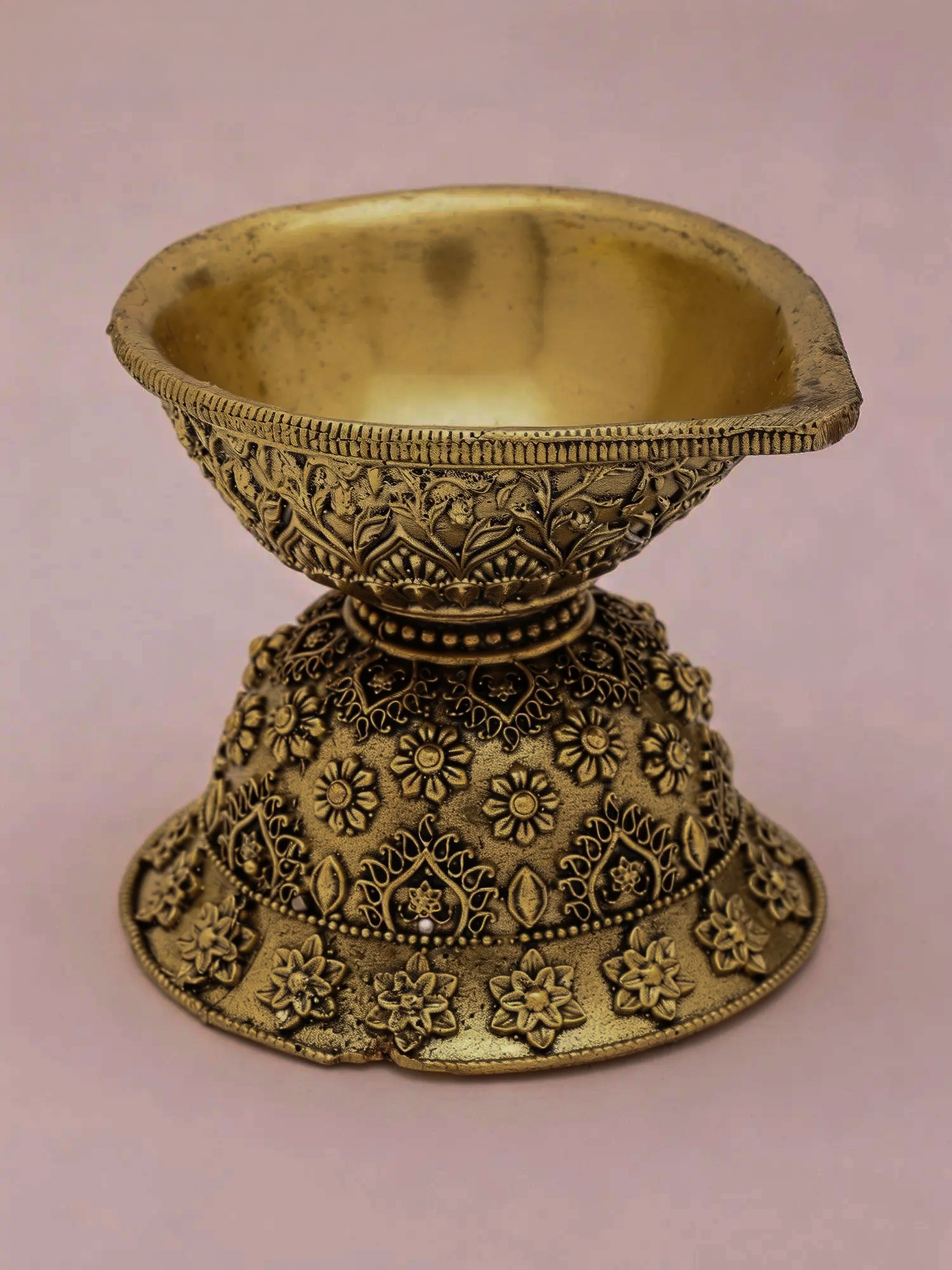 Small Superfine Brass Puja Diya Lamp 3 inch