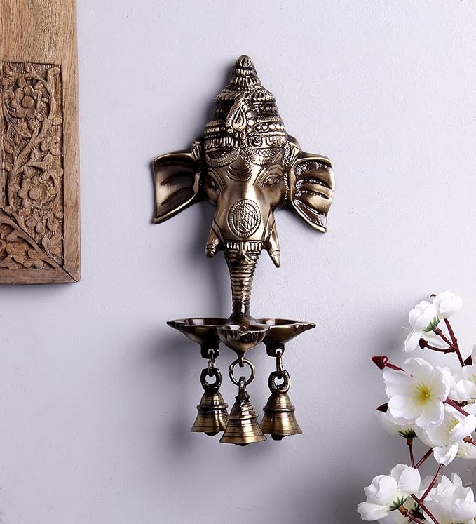 Ganesha Deepak with Bell Brass Wall Hanging