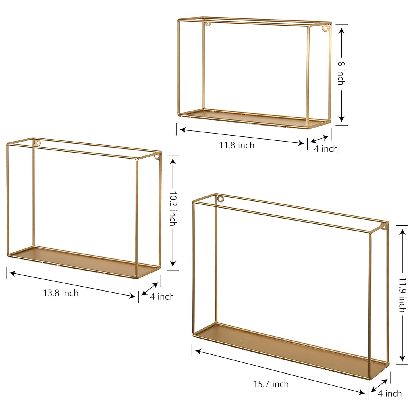 Metal Wire Frame Shelve Boxes-Set of 3