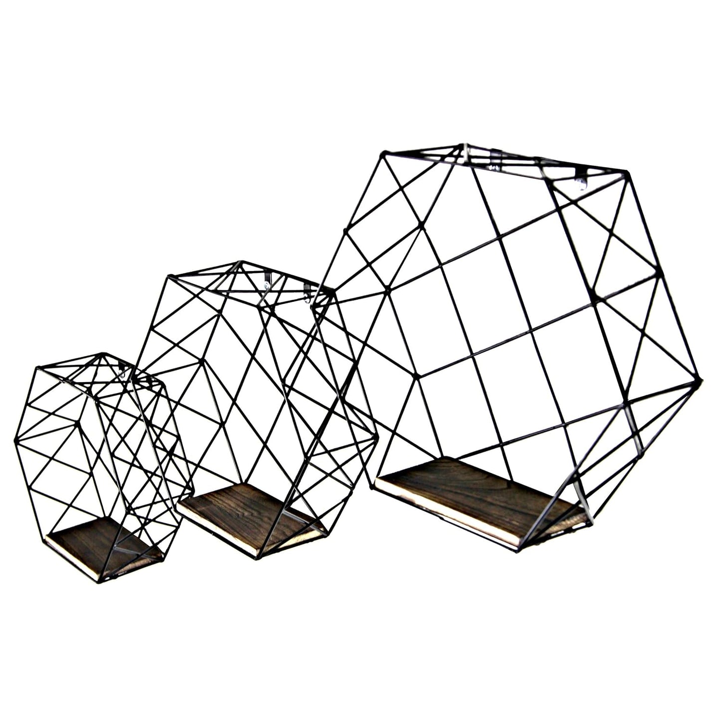 Wall Mounted Shelve Hexagon Shape - Set of 3