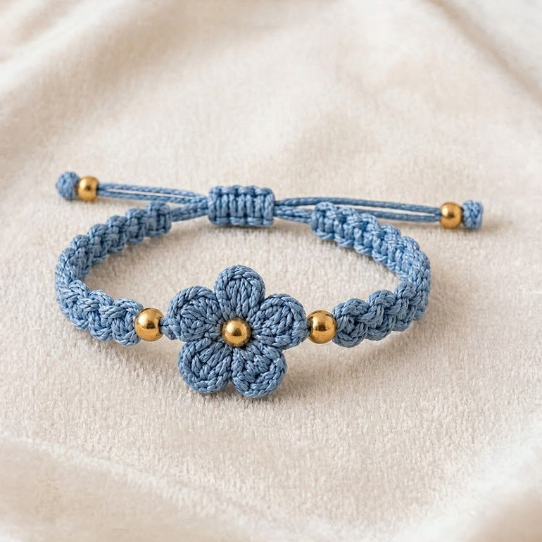 Handmade Crochet Rakhi with Blue Flower