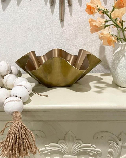 Gold Sculptural Aluminum Decorative Bowl