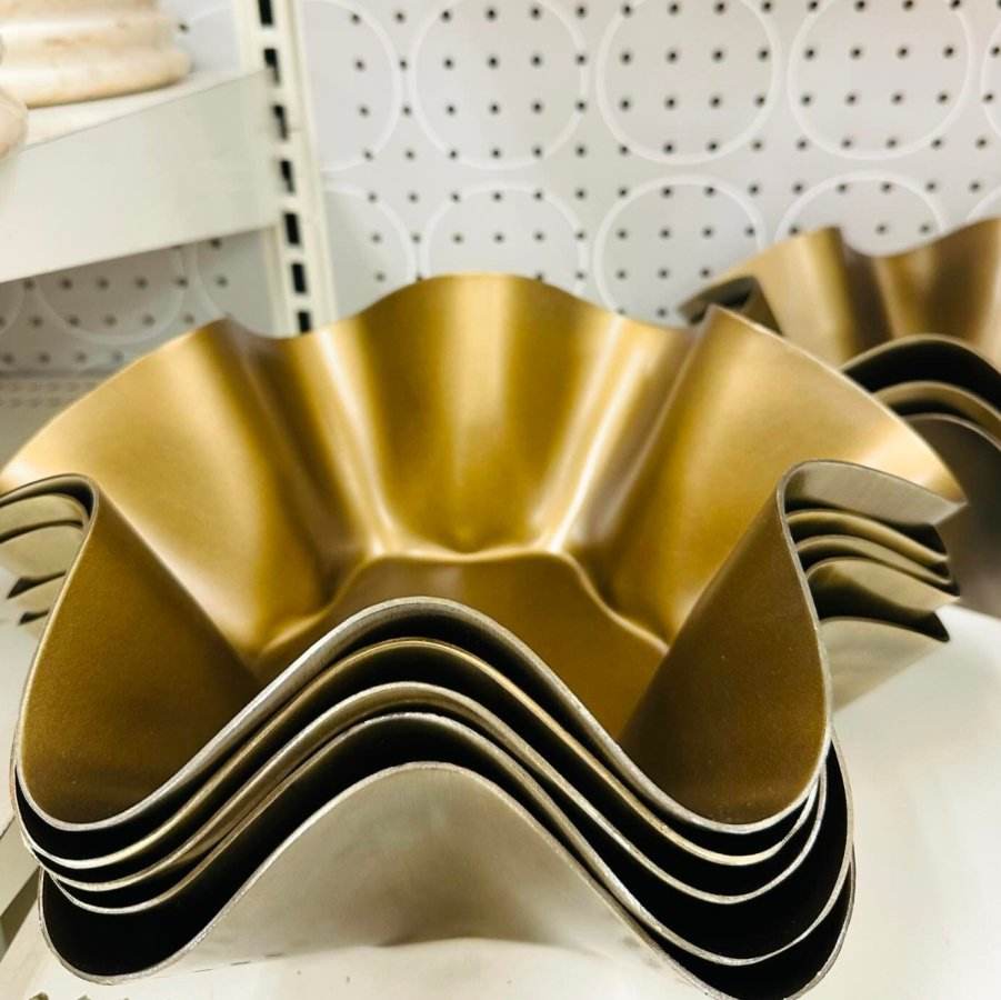 Gold Sculptural Aluminum Decorative Bowl