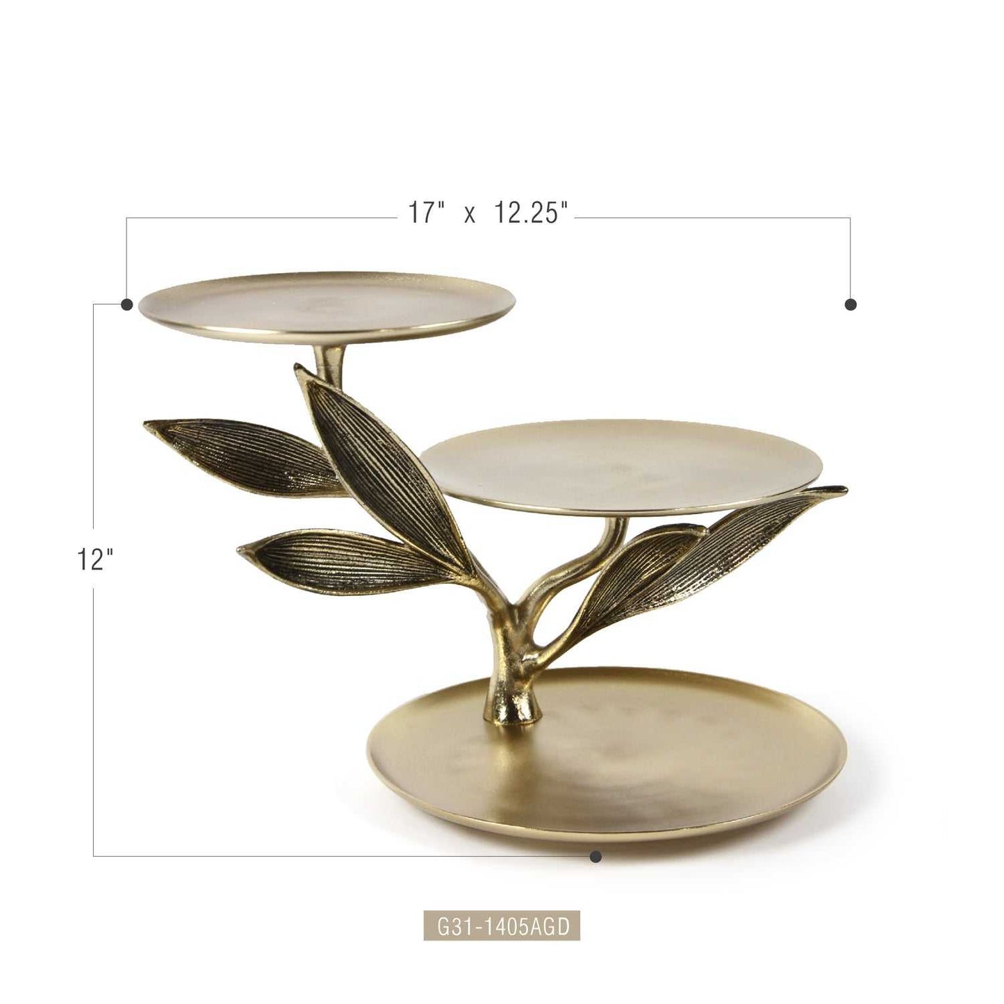 Gold 3-Tier Leaf Design Stand