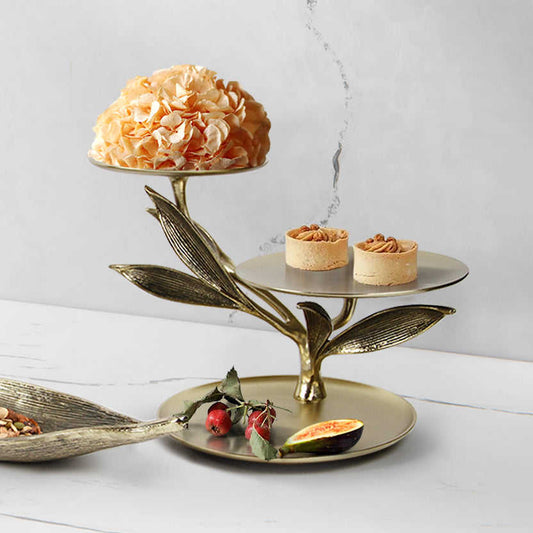 Gold 3-Tier Leaf Design Stand