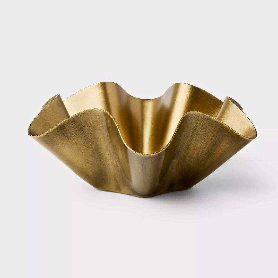 Gold Sculptural Aluminum Decorative Bowl