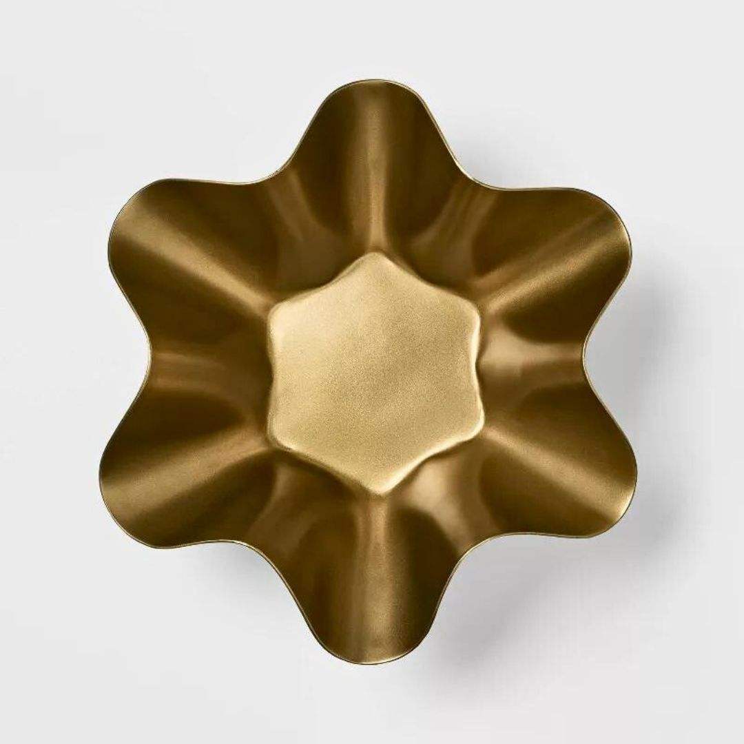 Gold Sculptural Aluminum Decorative Bowl