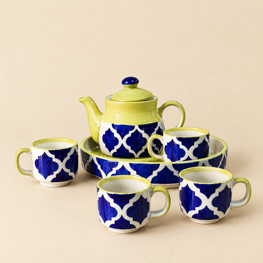 Blue Moroccan Tea Set with Kettle