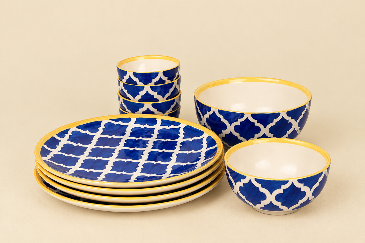 Dinner Set Blue Moroccan Design