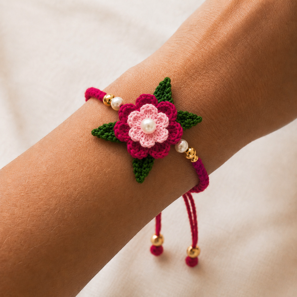 Set of 3 Handmade Crochet Floral Rakhi
