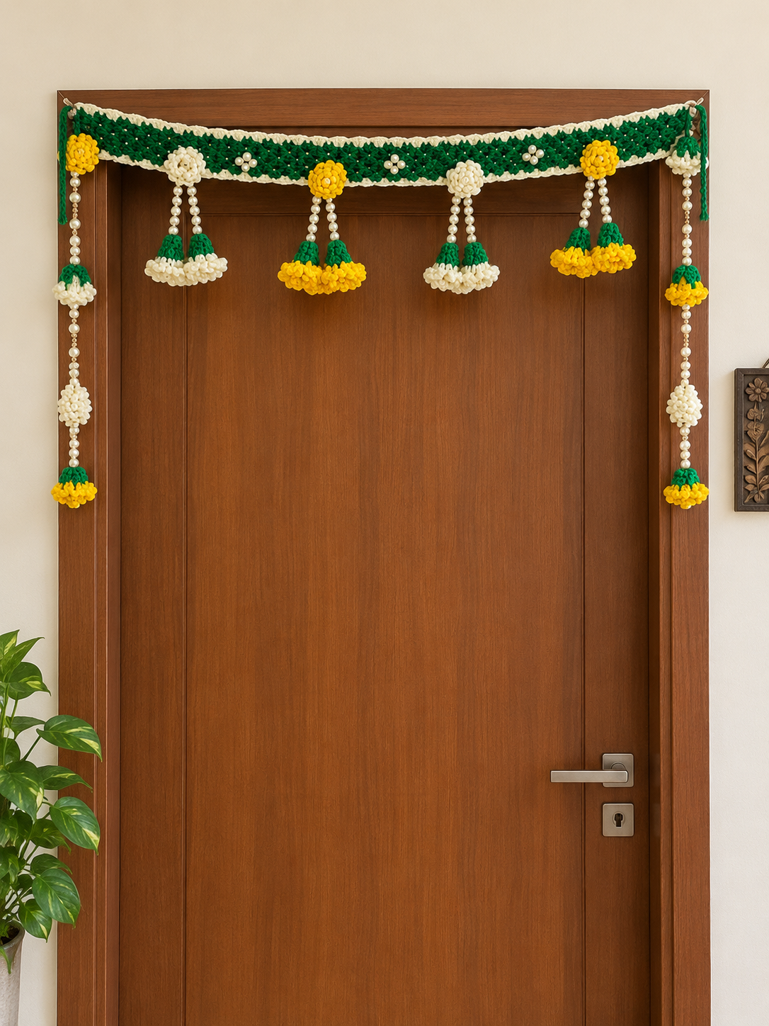Handmade Crochet Floral Toran for Door, 3.5 Feet