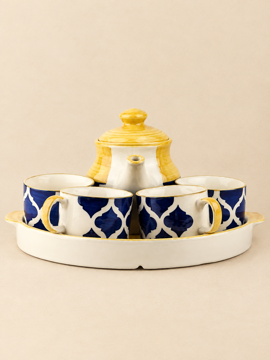Blue Moroccan Tea Set with Kettle