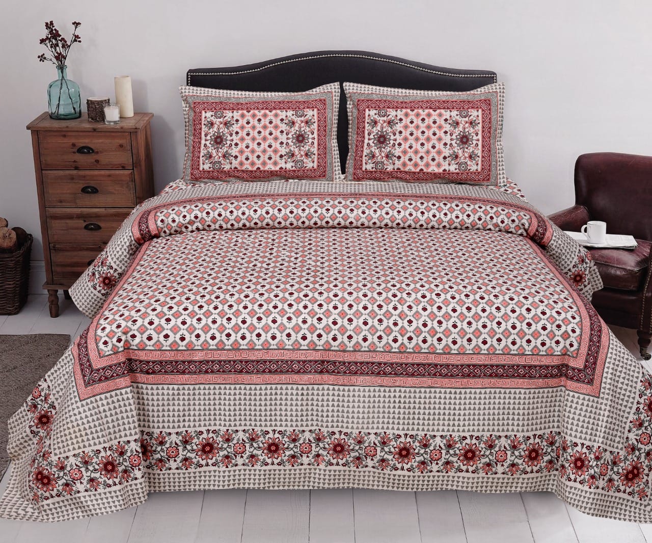 Jaipuri bedsheets King Size 100% Cotton bedsheet with 2 Pillow Covers