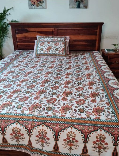 Jaipuri bedsheet King Size 100% Cotton with 2 Pillow Covers