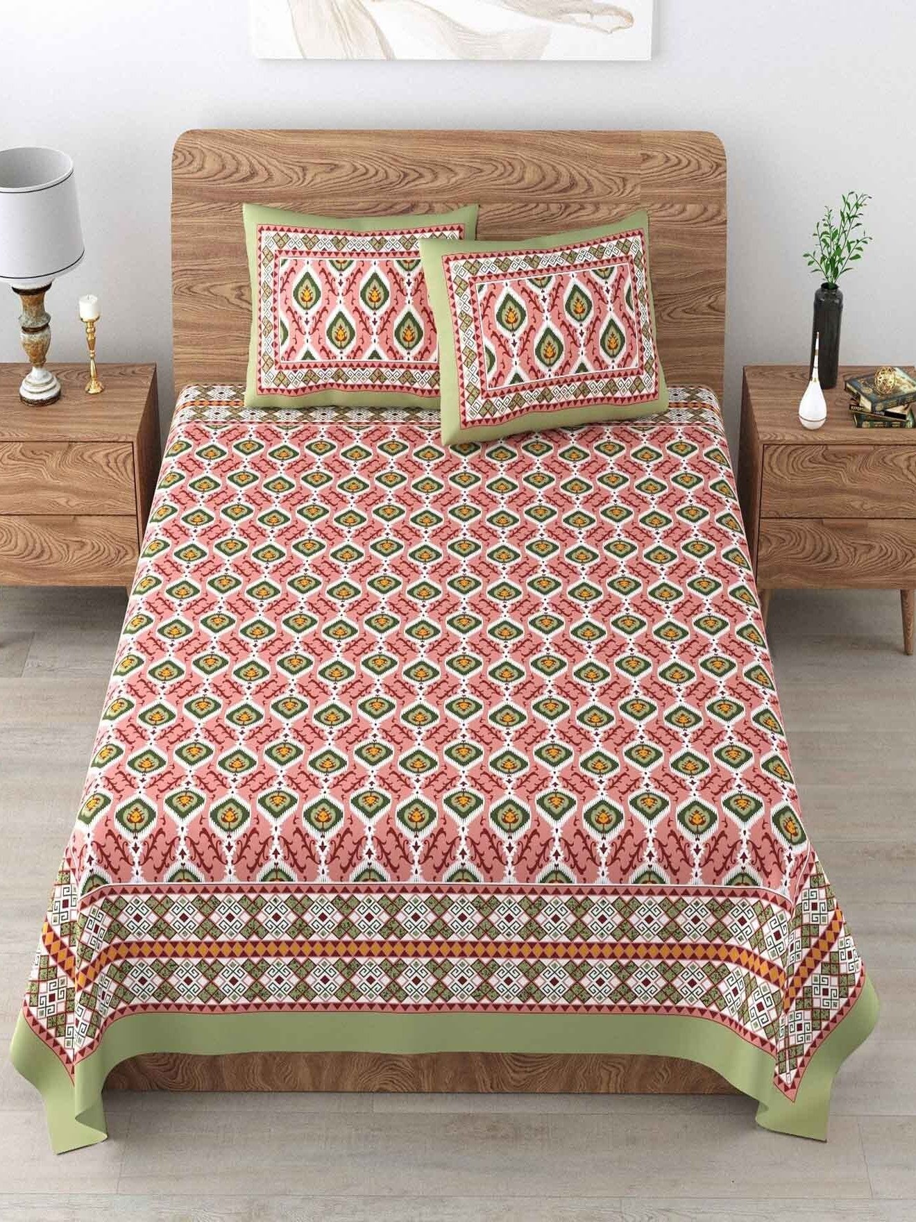 Jaipuri bedsheet-King Size 100% Cotton with 2 Pillow Covers