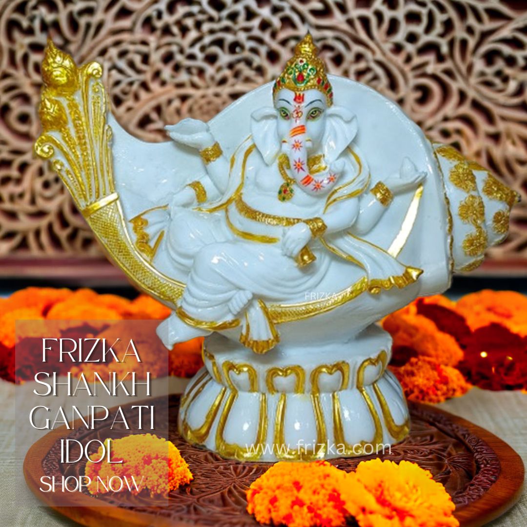 FRIZKA Leaf Ganesh for Home Decor Showpiece for Mandir Pooja 12 inches